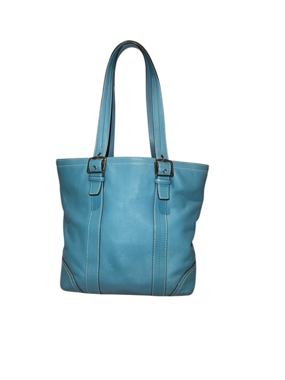 Vintage Coach Hampton Teal Leather Tote Bag - Picture 2 of 6